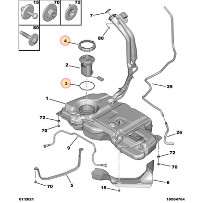 Gasoline Pump Cover Ring And Seal Ring For PEUGEOT 2008 206 207 3008 301 307 308 CITROEN C2 C3XR C5 OE 153130 153141 9819555880