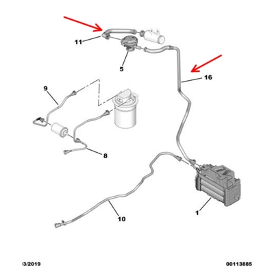 Auto Parts Fuel Leakage Detector Tube OE 1614182380 9816983180 For Peugeot Citroen DS6